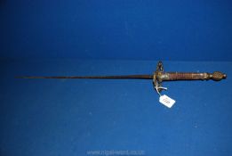 A presentation fencing Sword, with engraved Soligen blade, ornate brass guard and pommel.