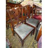 A pair of Mahogany framed Georgian design side Chairs having fretworked and Chinoiserie type braces