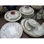 A Royal Doulton part Dinner service in ''Fireglow'' pattern including meat plate,