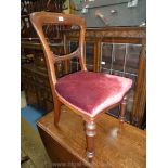 A circa 1900 Mahogany framed balloon back style side Chair having turned front legs and