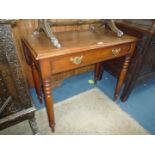 A circa 1900 Mahogany side Table having frieze drawer with brass back plate drop handles and