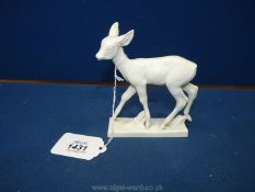 A white Meissen Doe figurine, 4 3/4" high.