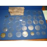 A cardboard box of 21 ridged 3" diameter lamp glasses including 3 plain glass 3" diameter,