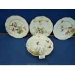 A Limoges French part dessert service, with three plates a/f, one having staples in.