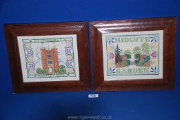 Two vintage framed garden Tapestries of Sissinghurst and Hidcote.
