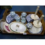 A quantity of china including three Royal Worcester salad crescents, continental salad crescents,