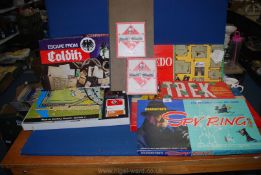 Miscellaneous old board games including a Spears Trek, an old Monopoly game, Waddingtons Spy Ring,