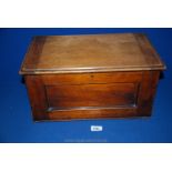 A wooden Box with hinged lid, lacking interior trays,