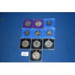 Four cased 1952-1977 Silver Jubilee crowns,