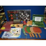 A boxed green covered Backgammon game, a new 500 piece jigsaw, Scrabble, a small wooden Chess set,