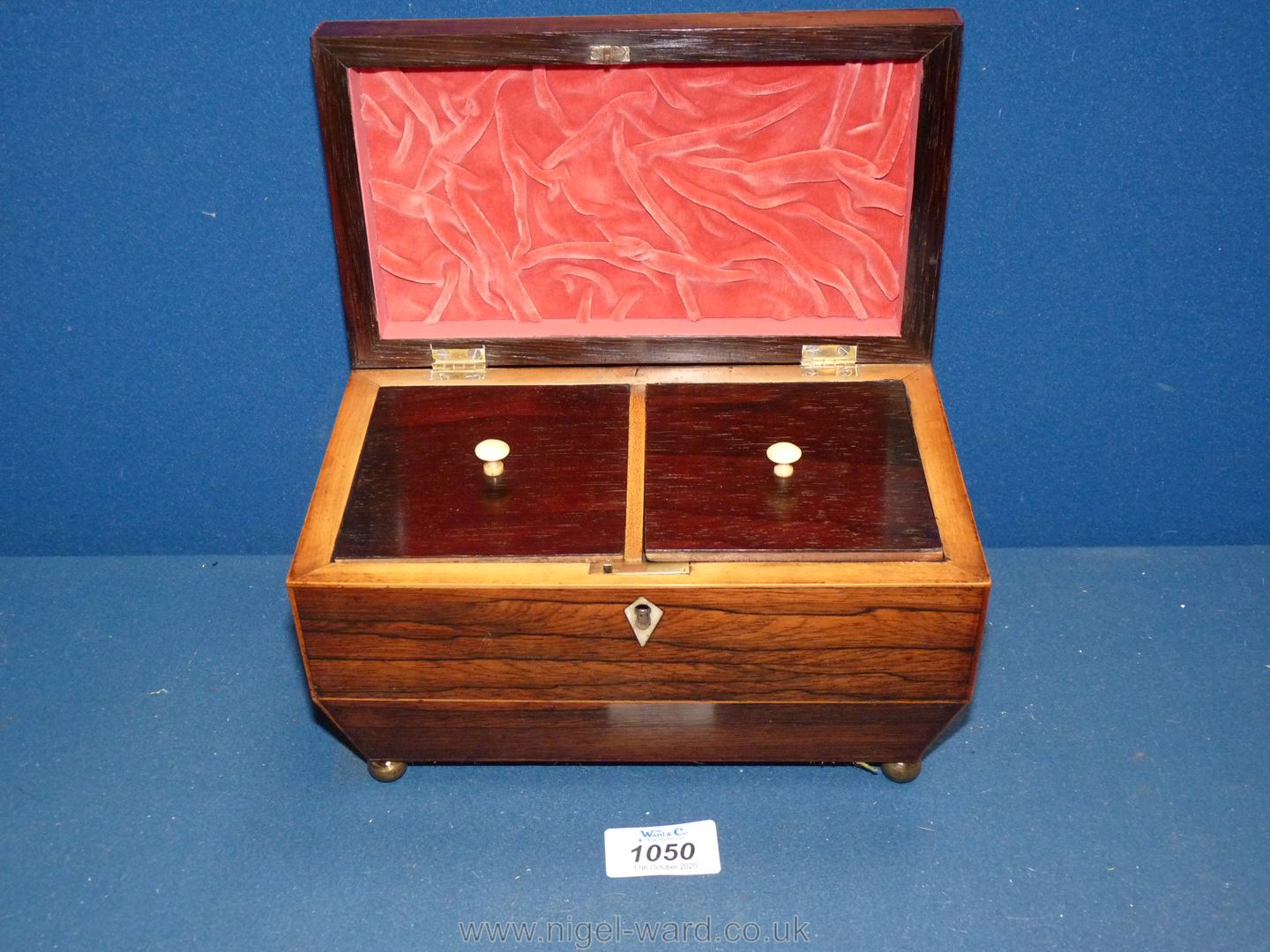 A Victorian lined tea caddy c. - Image 2 of 2