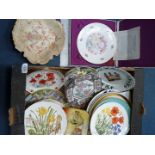 A quantity of miscellaneous plates for display including a small Royal Doulton Dickens ware plate,