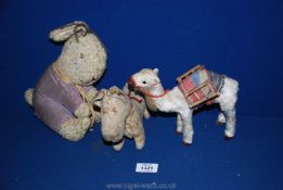 A much loved white, straw filled Scottie Dog, a/f,