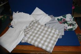 A quantity of Linen including grey tablecloths, damask napkins, etc.