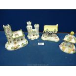 Four small Coalport cottage Pastille Burners including The Castle, The Summer House,