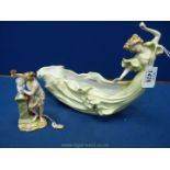 An 1895 figure of a young lady sculpting a bust by Volkstedt German porcelain; repair to arm.