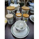 A quantity of Portmeirion Botanic Garden including storage jars, large cup and saucer,