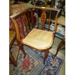 A fine quality Edwardian bow fronted Corner Chair standing on cabriole legs and with angular top
