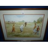 A framed Print depicting a Round of Golf, after Douglas E.