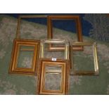 A pair of gilt frames (aperture 9" x 6"), pair of modern gilt frames, 8" x 10",