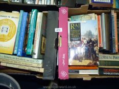 Two boxes of books including The German War, British Social Attitudes, etc.