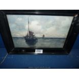 A glazed and framed picture of ships at sea signed Char P. Gruppe, 1860-1940.