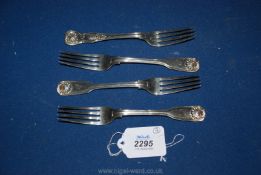 Four Silver forks, London 1832, maker William Eaton, 200g approx.