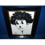 A black framed Oil on canvas of Pierrot, signed lower left Paco, 11 1/2" x 13 1/2".