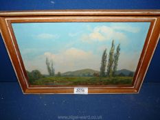 A small Oil on board, entitled verso ''Malvern Hills from Newlands'', signed lower right A.