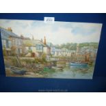 T.H Victor: watercolour 'Mousehole'.