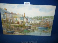 T.H Victor: watercolour 'Mousehole'.