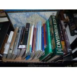 A box of books including The Age of Renaissance, Venice, Thecenius of Rome, Mythology, etc.