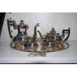 An Alpha plated Viners of Sheffield four piece Tea service including teapot, coffee/hot water jug,
