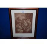 Angelica Kauffman: 18th c. Sanguine Italian print.