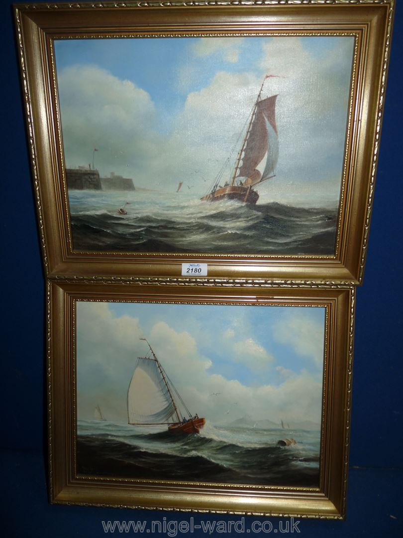 A pair of Philip Marchington Oils on canvas Maritime paintings, both signed lower left,
