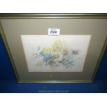 A framed Watercolour of still life of flowers, signed lower right Orrest Head,