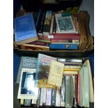 Two boxes of books including Grahame Green, post Victorian Britain, etc.