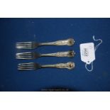 Three Silver forks - 2 x London 1912, 1 x 1832,