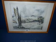 A framed and mounted Watercolour of a winter landscape, signed lower right, John Chapman,