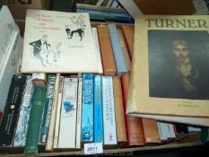 A box of books including Turner, Ivanhoe, Lorna Doone, Tolkien, etc.