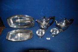 A Viners art Deco tea and coffee set and a Dixon's art Deco plated tureen.