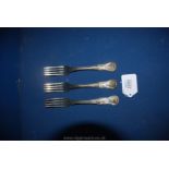 Three Silver dinner forks, 2 x London 1816, 1 Edinburgh,