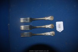 Three Silver dinner forks, 2 x London 1816, 1 Edinburgh,
