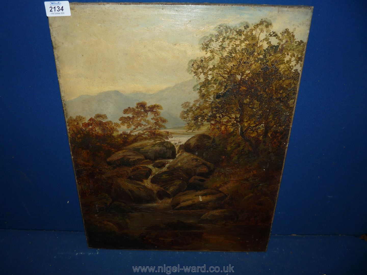 Arthur William Redgate: Oil on canvas of a Welsh river scene, inscribed verso. - Image 2 of 2