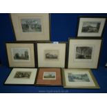 A quantity of Etchings, some coloured including The Wye above Bredwardine, Longtown Castle,