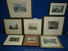A quantity of Etchings, some coloured including The Wye above Bredwardine, Longtown Castle,