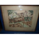 A Watercolour, Orchard in Mallorca, framed and mounted, unsigned.