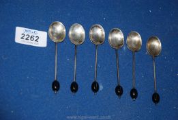 Six Silver coffee bean spoons