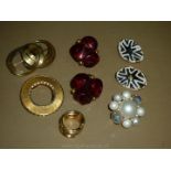 A quantity of costume jewellery including pair of white and gold on white porcelain earrings,