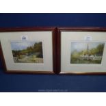 A pair of hand painted lithographs by Brendan Hayes: 'Fitzgerald's Bar Avoca' and 'Avoca Co.
